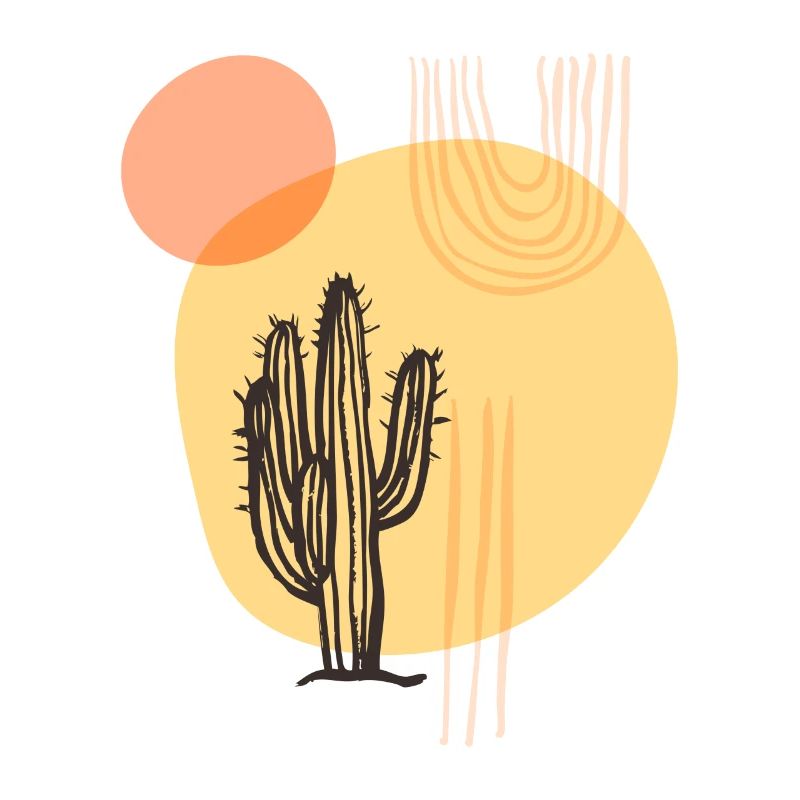 Boho Cactus Botanical Desert Nature Boho Modern