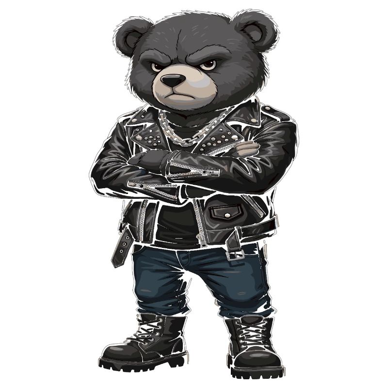 Rocker Bär Lederjacke Biker