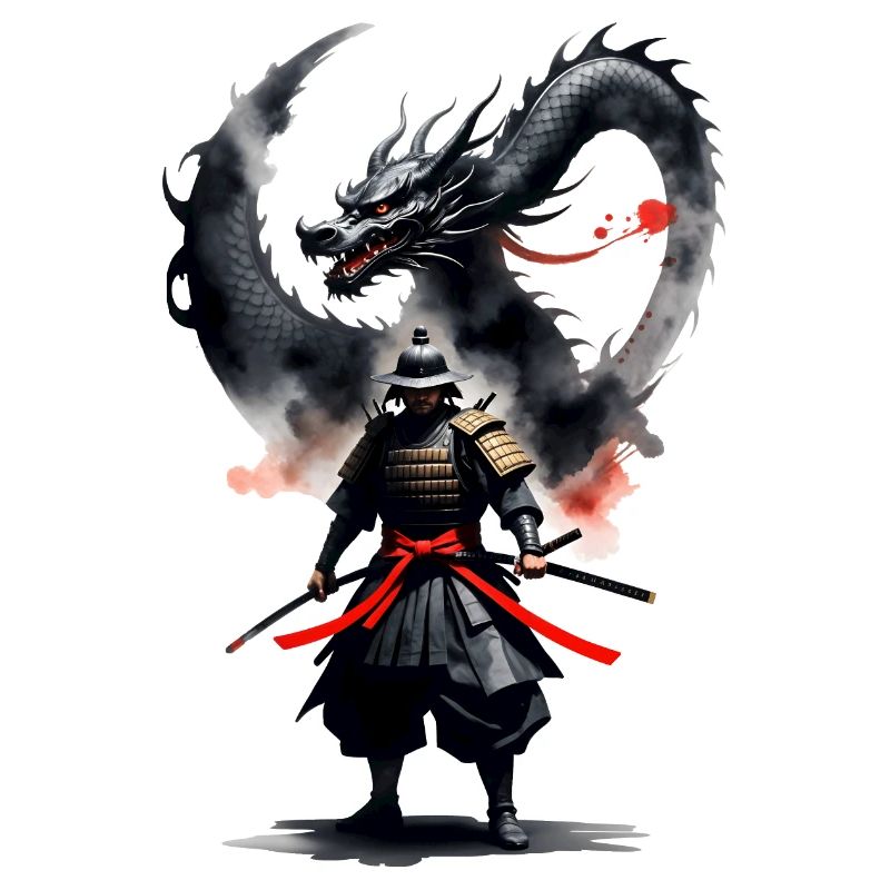 Samurai Krieger Schwarzer Drache