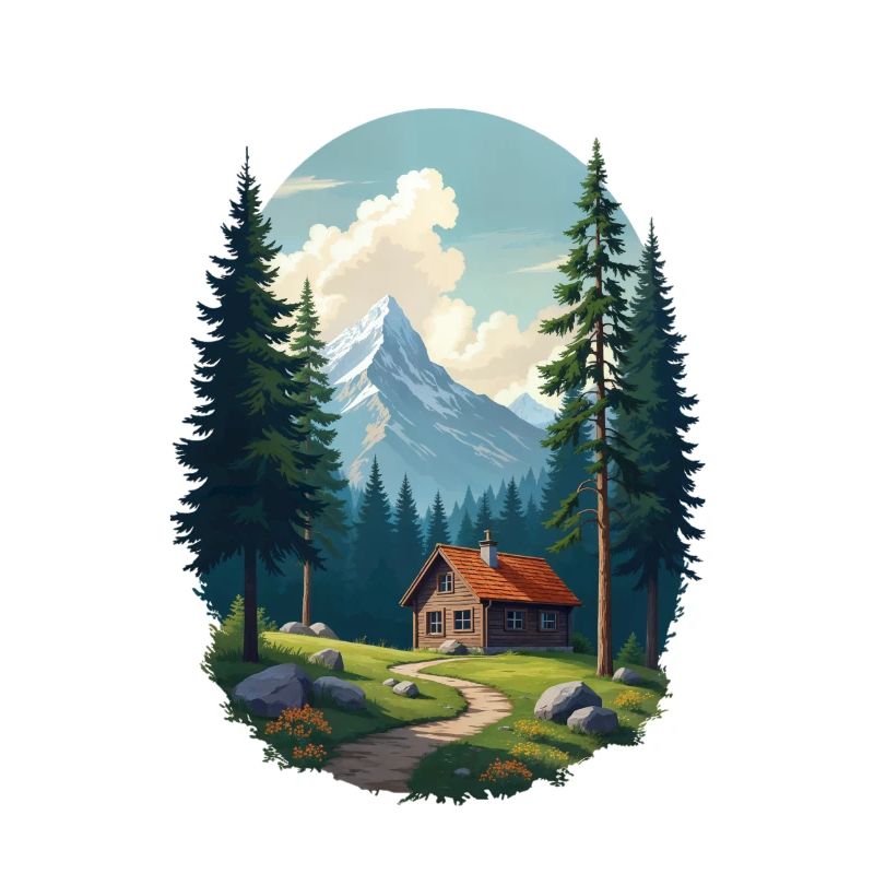 Cabane pixélisée dans les bois