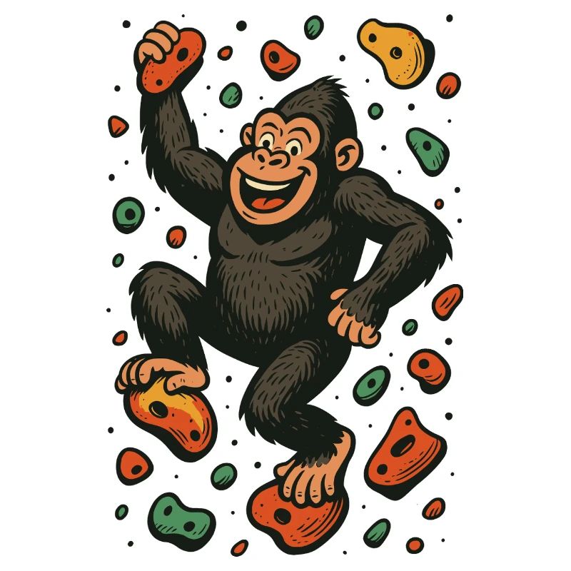 Bouldering Gorilla Monkey Climbing Retro Gift