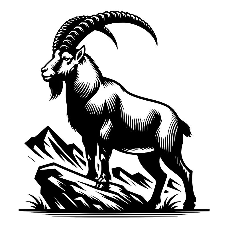 Steinbock mit gewaltigen Hörnern