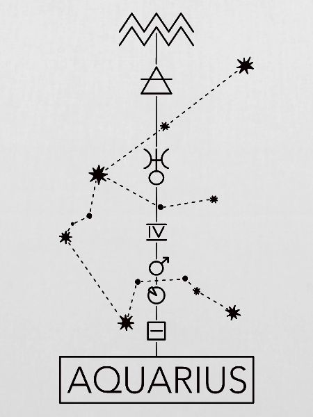 Aquarius - Wassermann Sternzeichen - schwarz