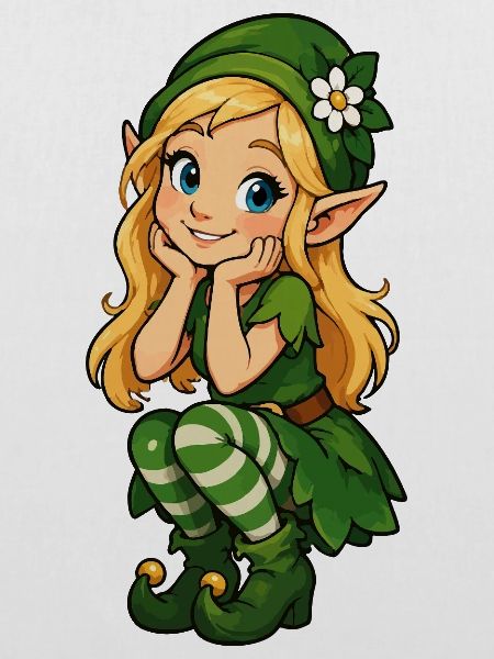Grüne Elfenfreundin Illustration