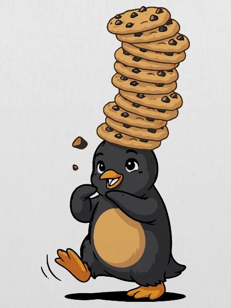 Pinguin Mit Riesigem Pfannkuchenstapel
