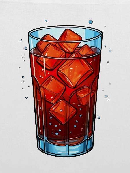 Glas Cola mit Eiswürfeln