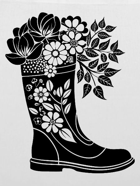 Regenstiefel mit Blumen