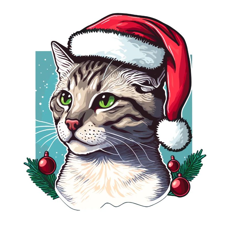 Wunderschöne Katze mit Weihnachtsmannmütze
