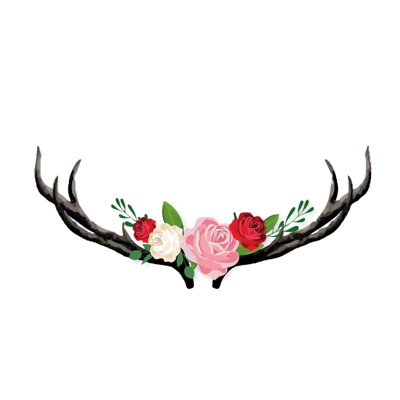 Hirschgeweih mit Blumen