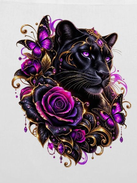 Schwarzer Panther mit Neon-Aura