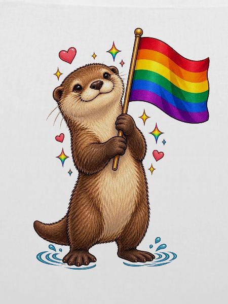 Otter mit Regenbogenflagge – Pride Motiv