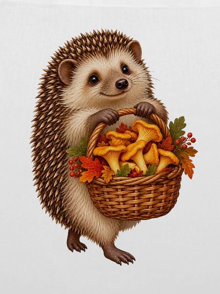 Igel beim Pilzsammeln