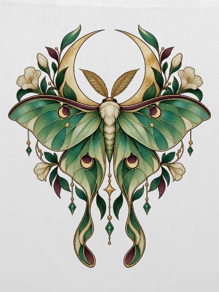 Mondmotte im Jugendstil