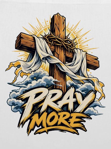 Pray More Kreuz Motiv