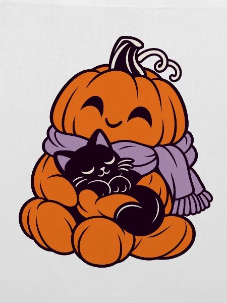 Kuschelpumpkin Katze im Herbst