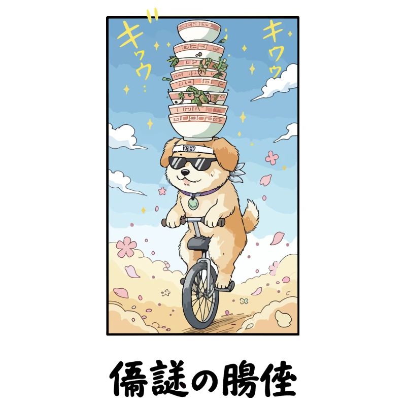 Noodle Stack Pup sur monocycle