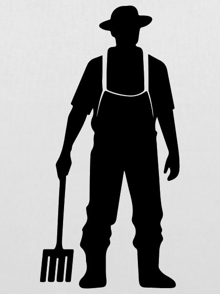 Bauer mit Mistgabel Silhouette