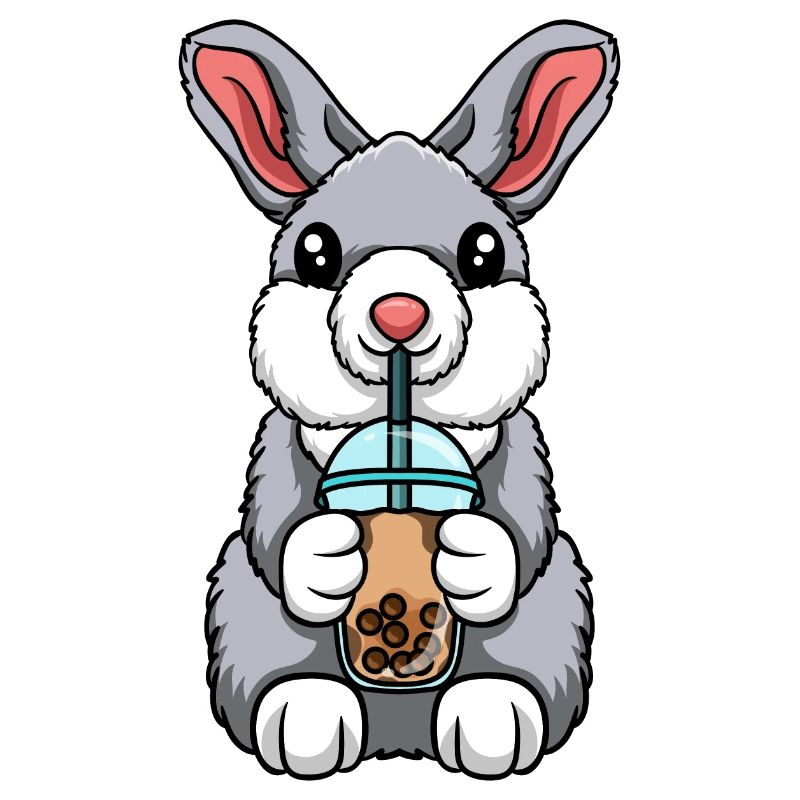 Rabbit drinks bubble tea