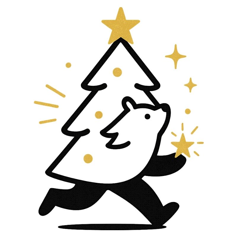 Weihnachtswolf und Sternenbaum