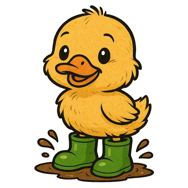 Cute duckling with rubber boots