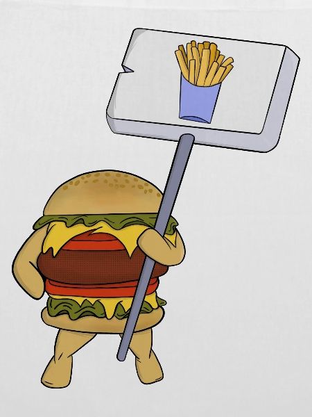 Burger protestiert für Pommes