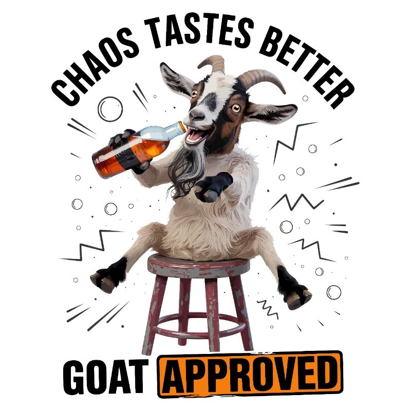 Goat On Stool Drinking Beer