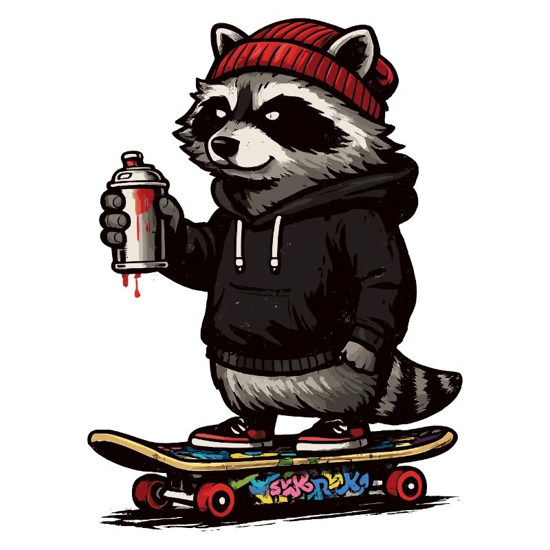 Waschbär Skate Graffiti