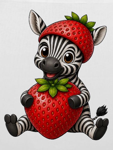 Zebra Erdbeere Süßer Sommer Cartoon
