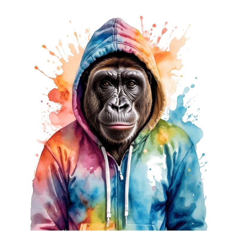 Gorille Sweat à capuche Monkey Imprimé de design d’animaux colorés