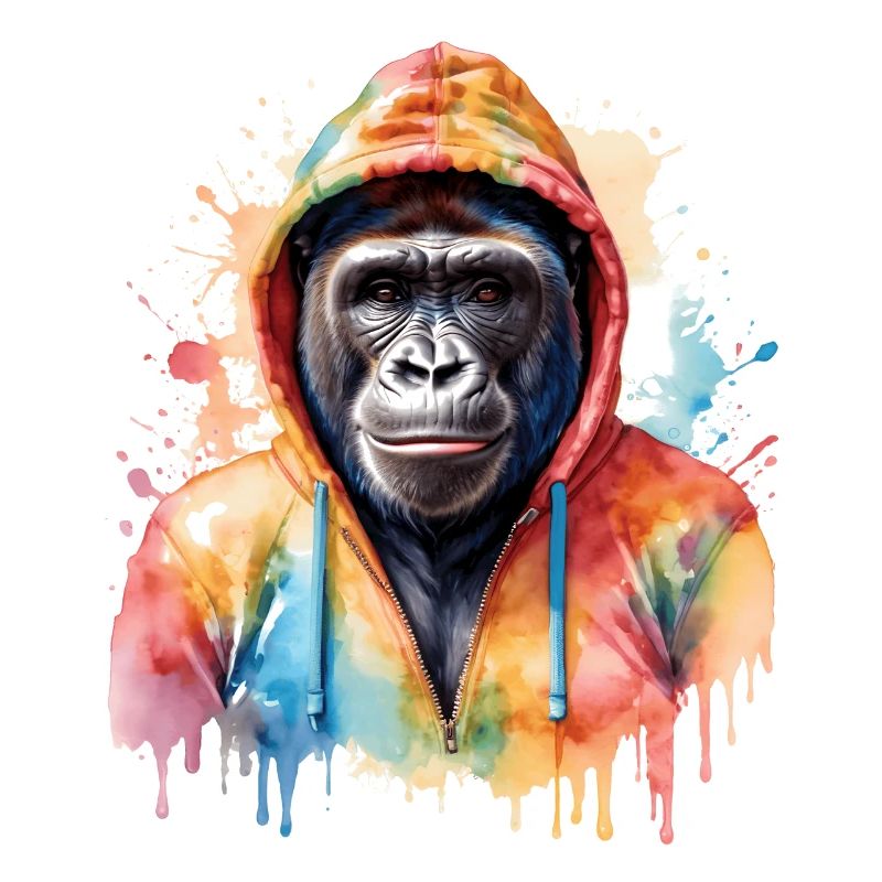 Gorille Sweat à capuche Monkey Imprimé de design d’animaux colorés