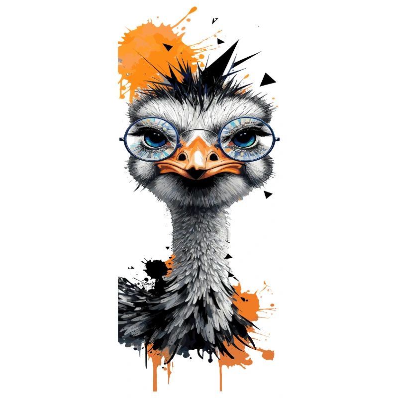  Lustiger Strauß Mit Brille Bunter Comic Vogel Mit
