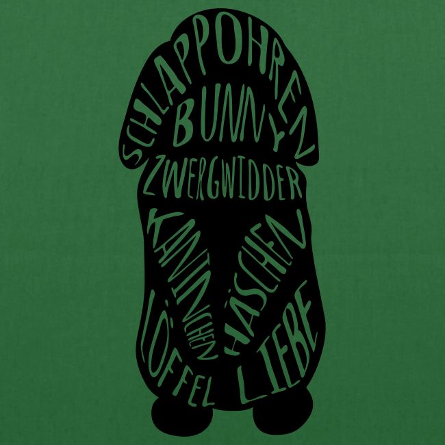 Typographie Zwergwidder Kaninchen Hasen Schlappohr