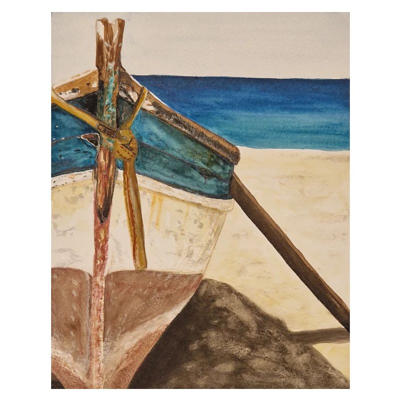 Aquarell Boot am Strand