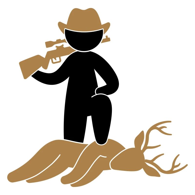 A hunter shot a deer in the forest