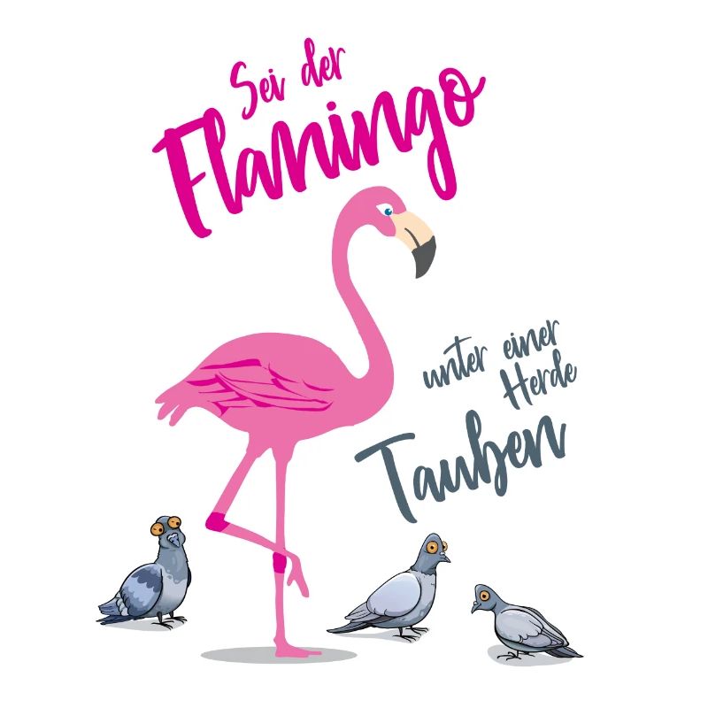 Sei der Flamingo unter einer Herde Tauben