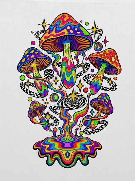Psychedelic Rainbow Mushrooms