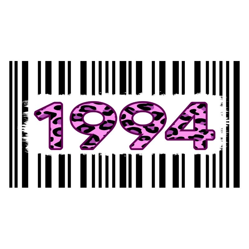 1994 birthday barcode pink leopard retro party
