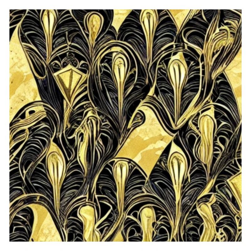 Wall structure with gold and black pattern
