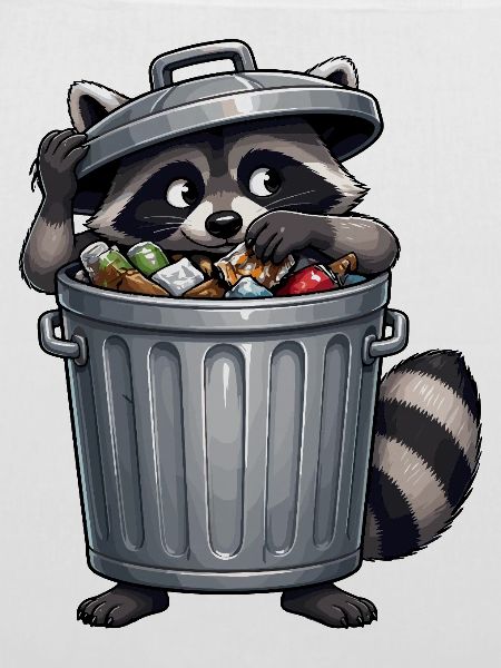 Waschbär im Abfalleimer: Recyclingheld