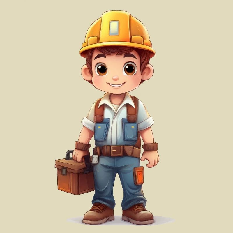A construction worker with a toolbox