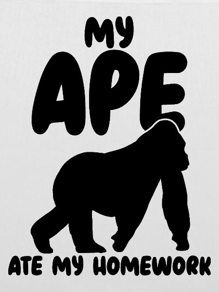 Affe Hausaufgaben Tierhumor