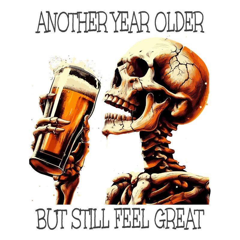 Birthday Beer Drinking Skeleton