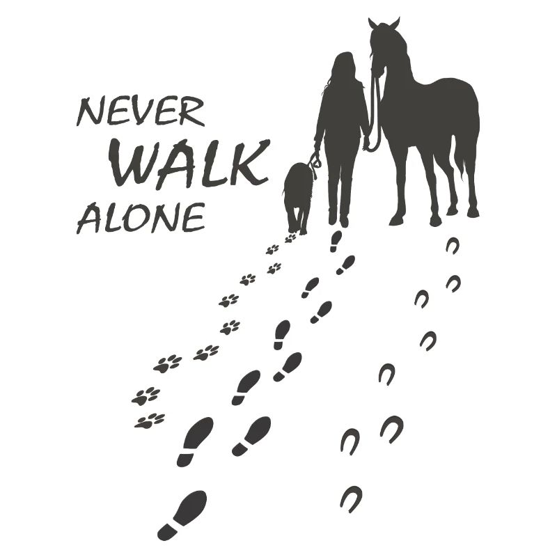 Hund Pferd Reiterin - Never walk alone, Backprint