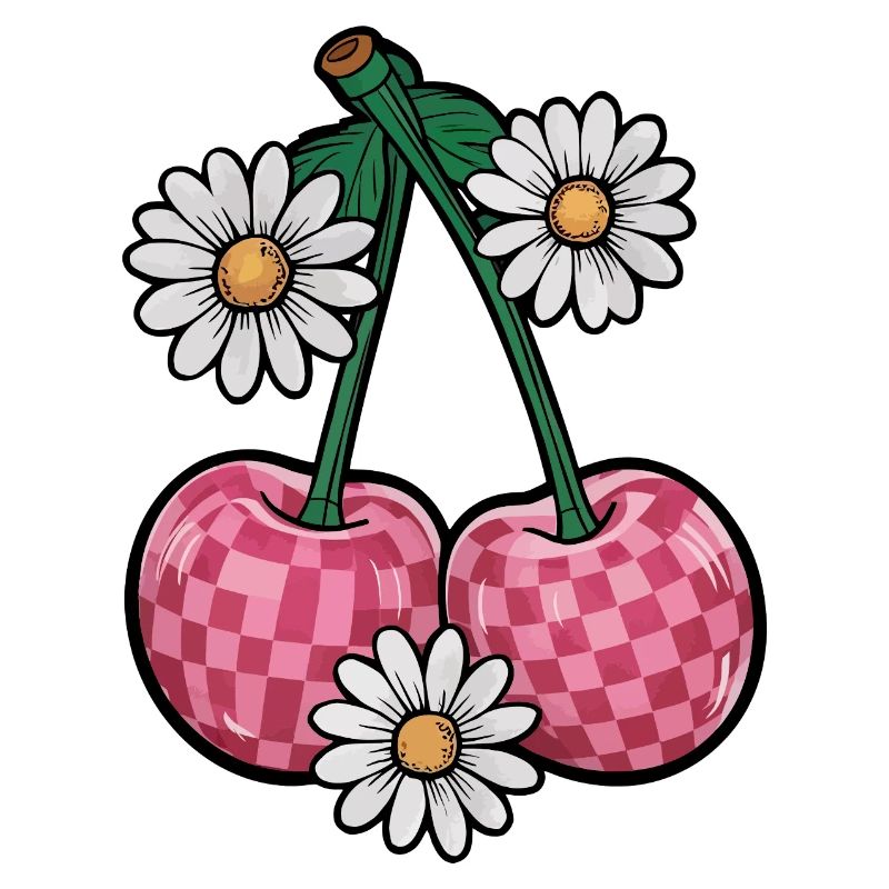 Charmante Kirsche und Gänseblümchen