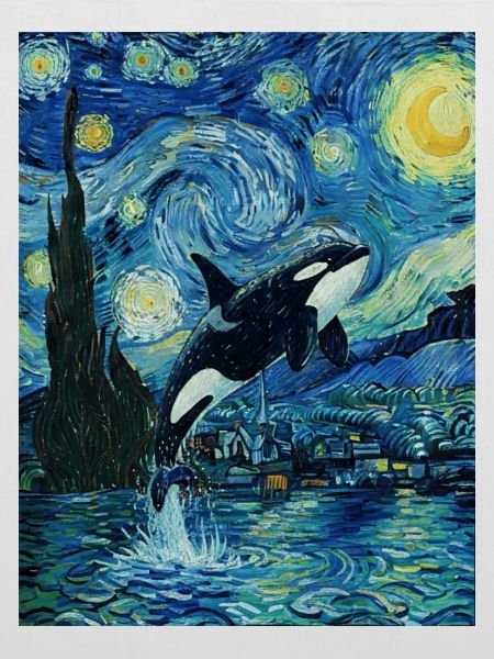 Sternennacht Orca Ozean Wildtiergemälde I