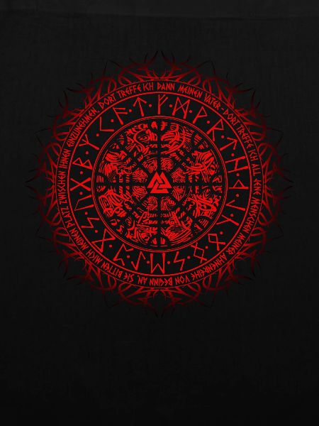 Wikinger Vegvisir mit Wikingergebet Rot