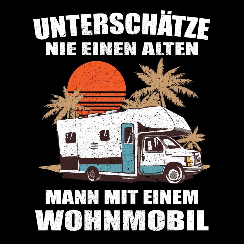 Alter Mann mit Wohnmobil Wohnwagen Camping Camper