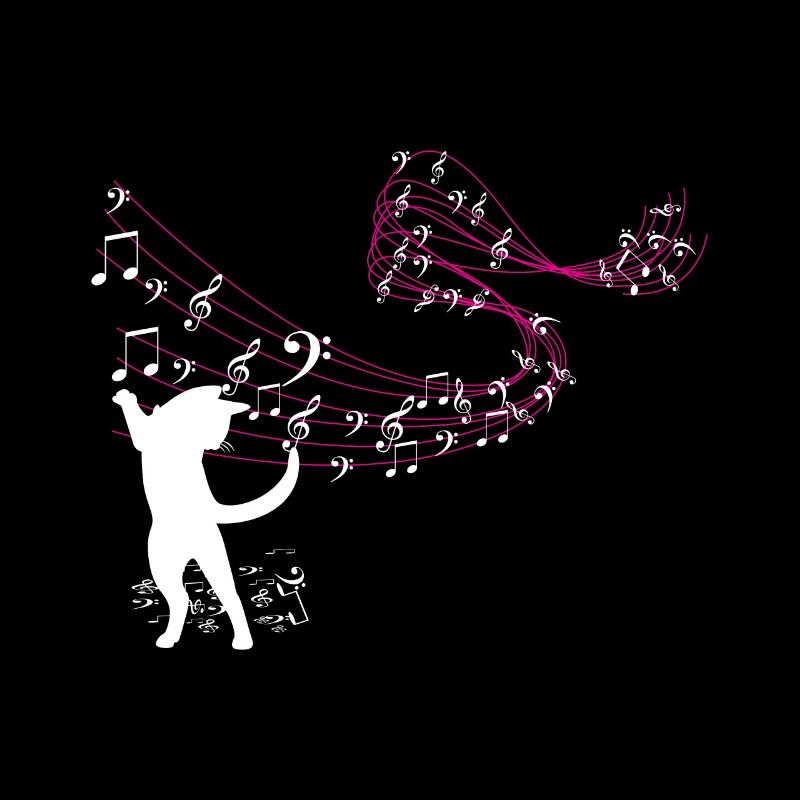 Cat catches music notes