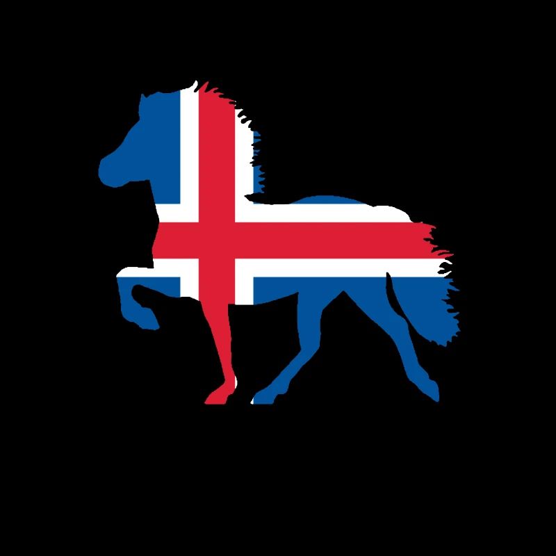 Cheval d'Islande avec drapeau
