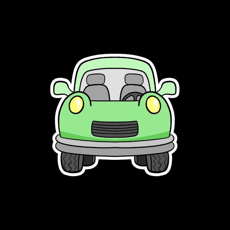 Cheerful green wagon front view
